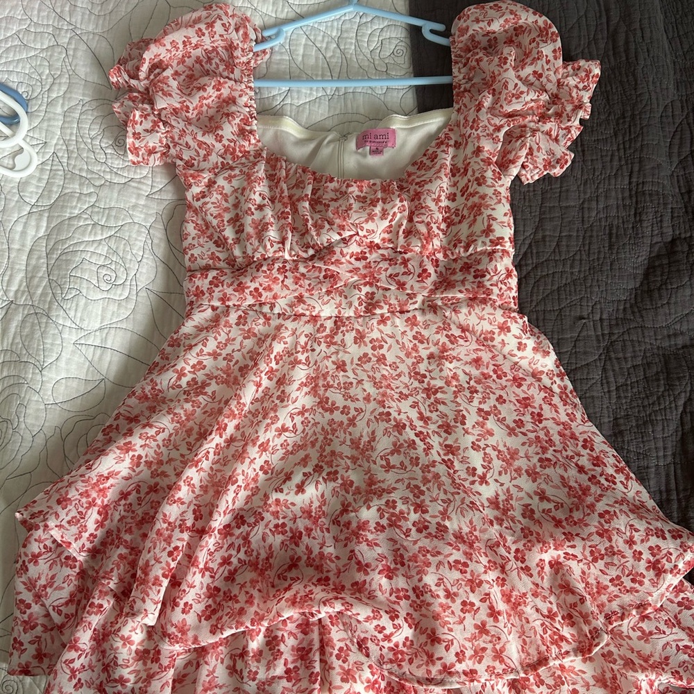 Francesca's Collections Red Floral Mini Dress